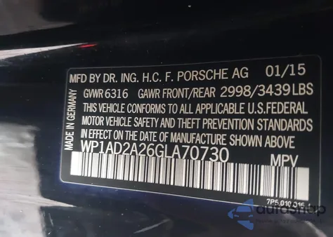 2016 Porsche Cayenne Gts z USA, uszkodzony, nr VIN WP1AD2A26GLA70730